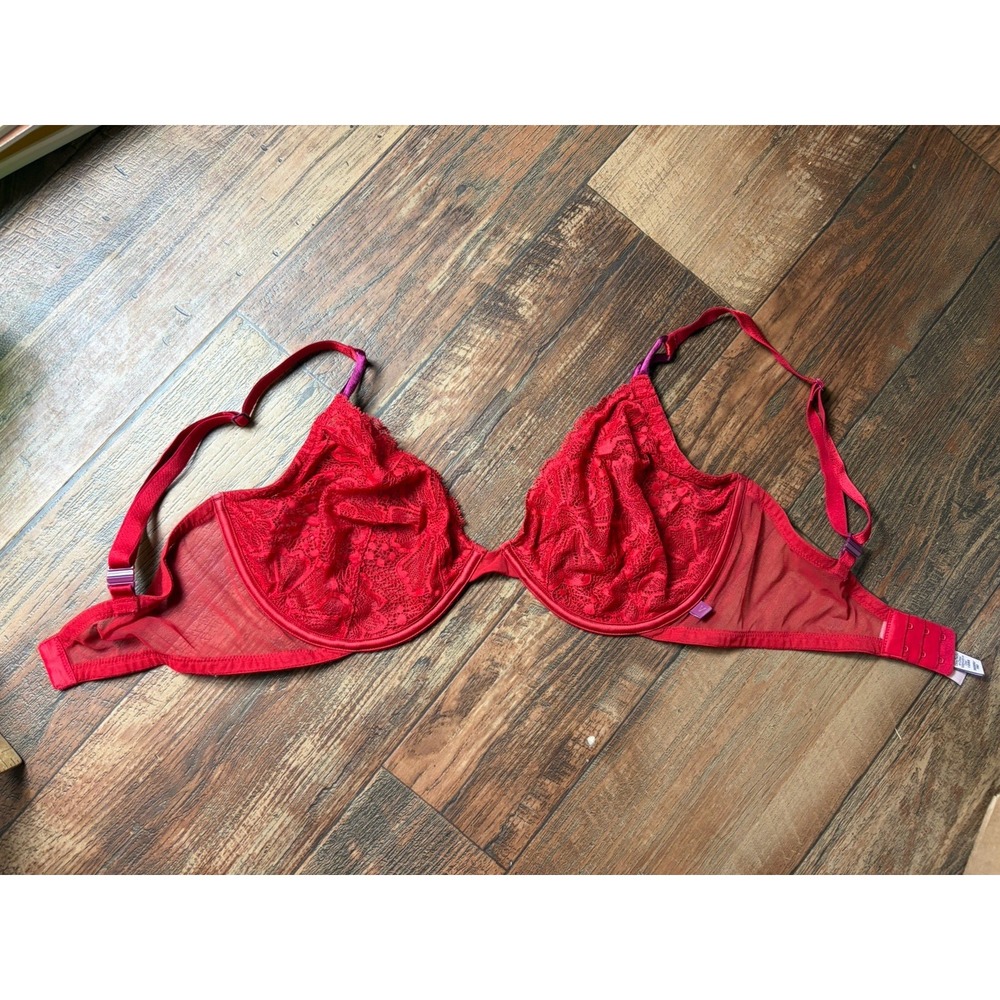 Victoria's Secret Bra Dream Angels Lipstick Red Lace 36ddd